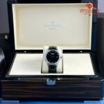 Patek Philippe Calatrava Black Dial Silver Case Leather Strap