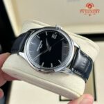 Patek Philippe Calatrava Black Dial Silver Case Leather Strap